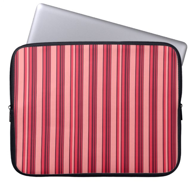 Cute hot pink stripes laptop sleeve (Front)
