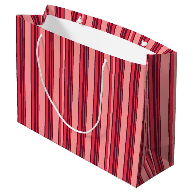 Cute hot pink stripes large gift bag (Back Angled)