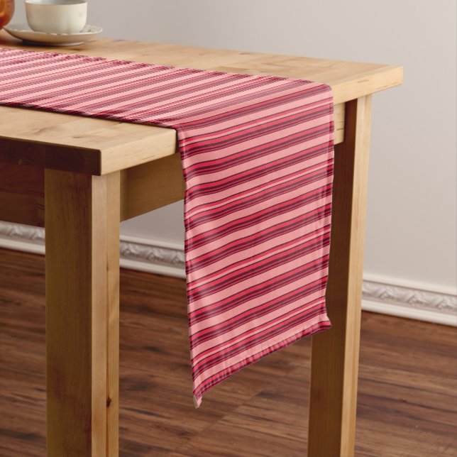 Cute hot pink stripes short table runner (In Situ)