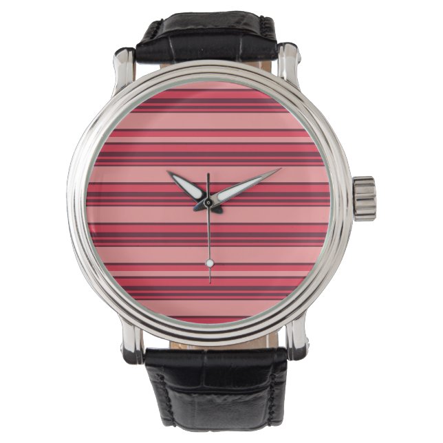 Cute hot pink stripes watch (Front)