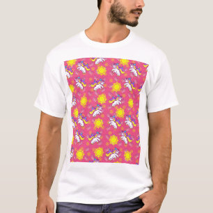 Cute Hot Pink Sunny Unicorn Pattern Design T-Shirt