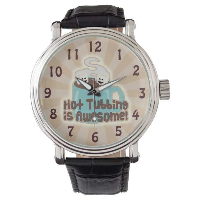 Cute Hot Tub Cocoa and Marshmallows Watch (Front)