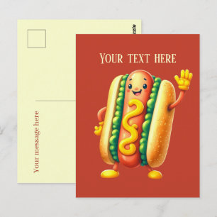 cute hotdog lovers add text postcard