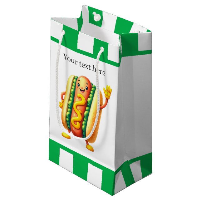 Cute hotdog lovers customisable  small gift bag (Front Angled)