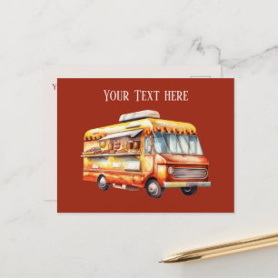 Cute hotdog vendors add message  postcard