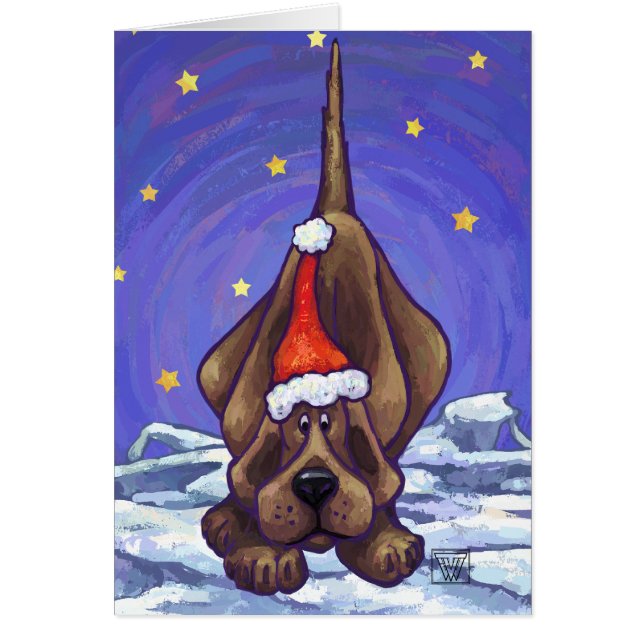 Cute Hound Dog Holiday Card (Front)