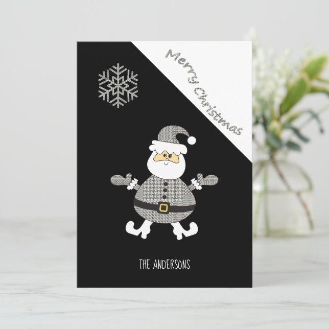 Cute Houndstooth Santa Snowflake (Standing Front)