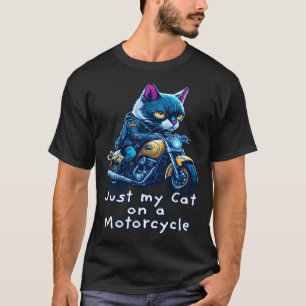 Cute house cat riding on a motorcycle Christmas T-Shirt