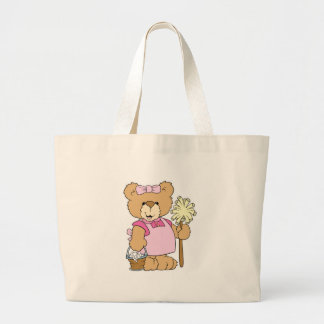 Cute House Cleaning Bear Large Tote Bag