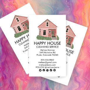 Cute House Cleaning Home Services Social Icons  Business Card