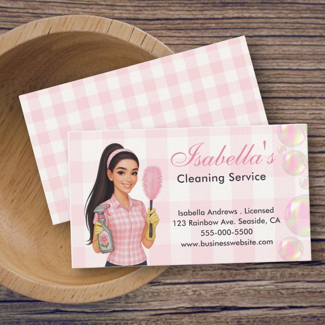 Cute House Cleaning Maid Housekeeping Service Business Card (Creator Uploaded)