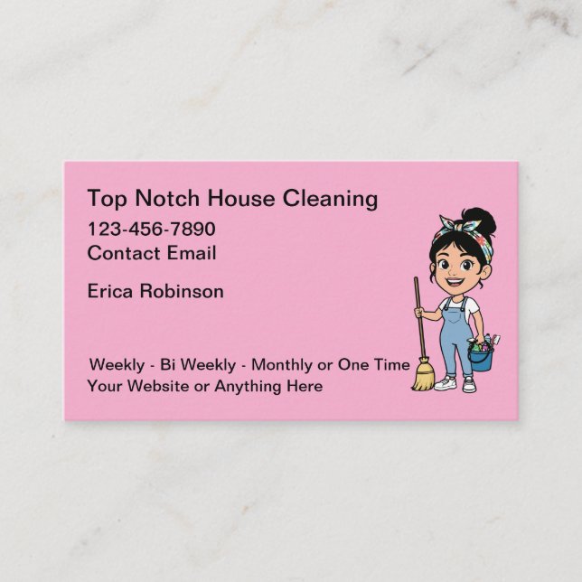 Cute House Cleaning Maid Service Business Cards (Front)