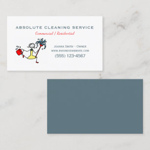 Cute House Cleaning Maid Service Professional Business Card