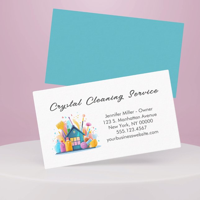 Cute House Cleaning Service Supplies Business Card (Creator Uploaded)
