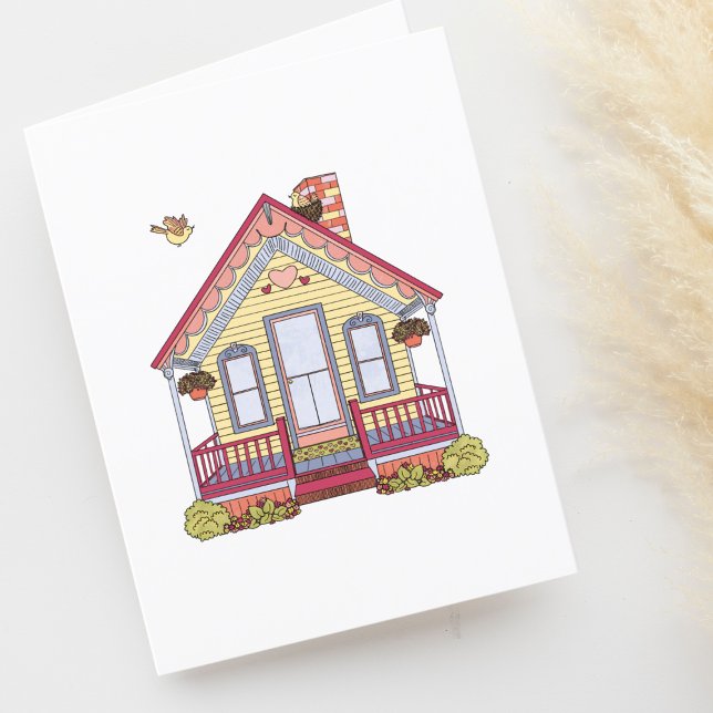 Cute House Drawing Blank Thank You Card (Creator Uploaded)