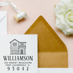 Cute House Family Name & Return Address Self-inking Stamp