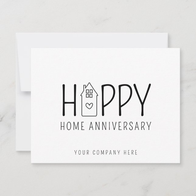Cute House Happy Home Anniversary Real Estate Card (Front)