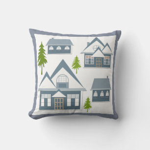 Cute house , house , applique , gift , welcome , C Cushion