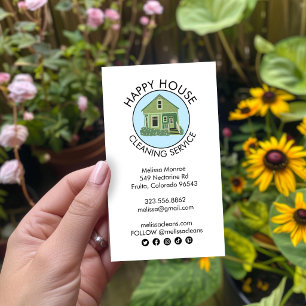 Cute House Logo Cleaning Home Services Social Icon Business Card