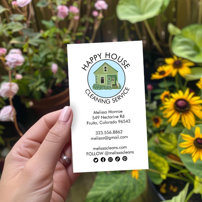 Cute House Logo Cleaning Home Services Social Icon Business Card (Cute House Logo Cleaning Home Services Social Icon Business Card
)