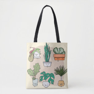 Cute House Plants: Colourful Botanical. Tote Bag