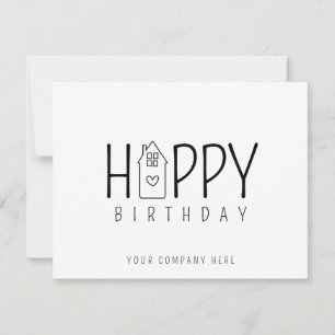 Cute House Real Estate Happy Birthday   Card