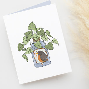 Cute Houseplant in Bottle Illustrated Blank Thank You Card