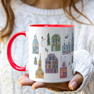 Cute houses & ski lodges winter Christmas Mug