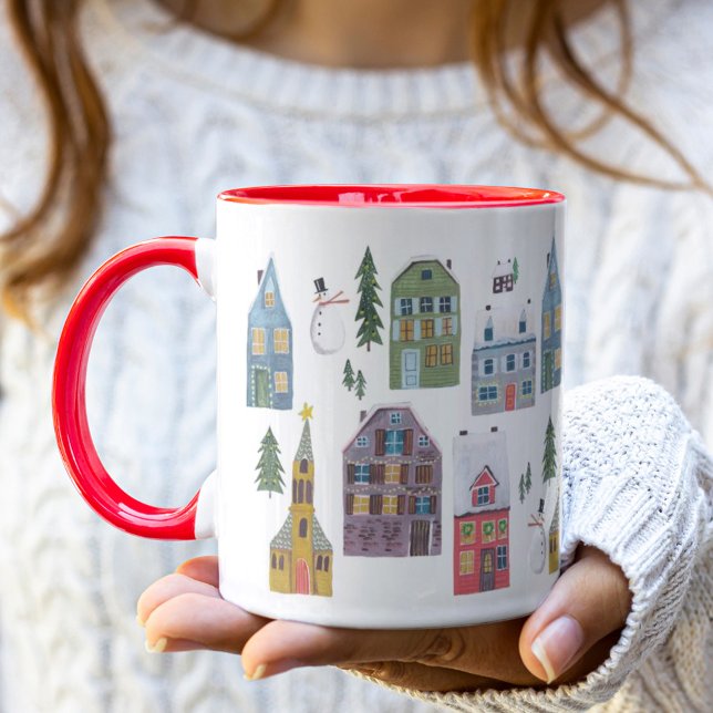 Cute houses & ski lodges winter Christmas Mug (Creator Uploaded)