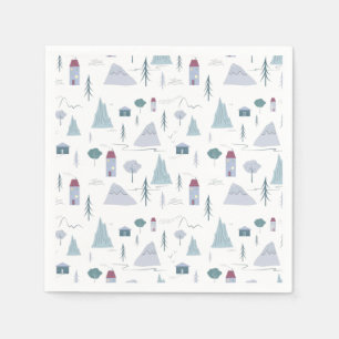 Cute Houses Trees Mountains Modern Pattern Napkin