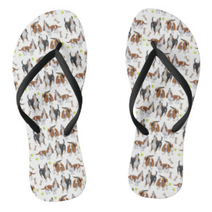 Cute Howling Basset Hounds Flip Flops
