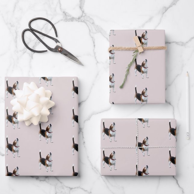 Cute Howling Beagle Dog   Wrapping Paper Sheet (Front)