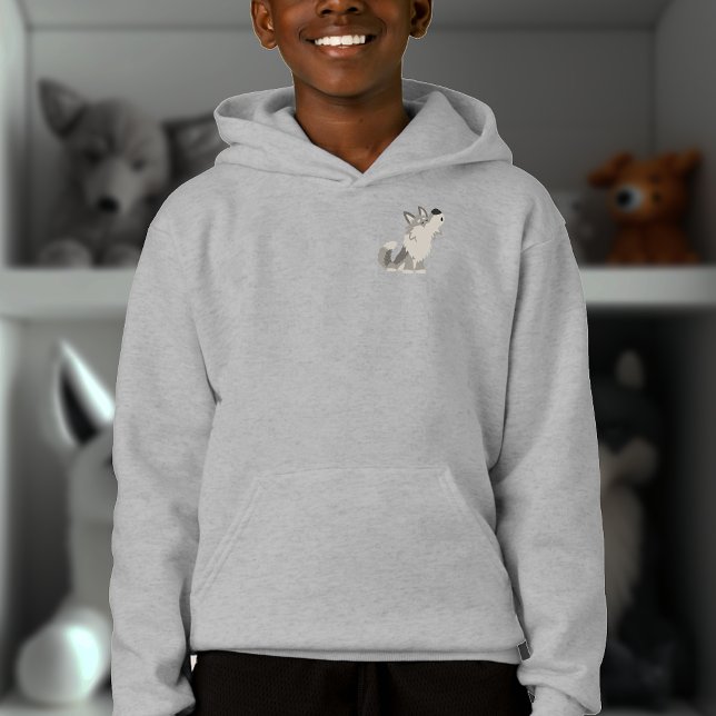 Cute Howling Cartoon Wolf Kids Zip Hoodie (Creator Uploaded)
