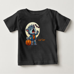 Cute howling werewolf monster with pumpkin baby T-Shirt