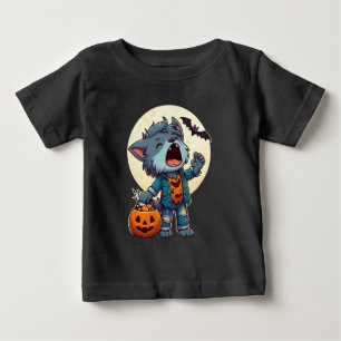 Cute howling werewolf monster with pumpkin baby T-Shirt