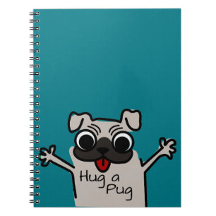 Cute Hug a Pug Teal Notebook