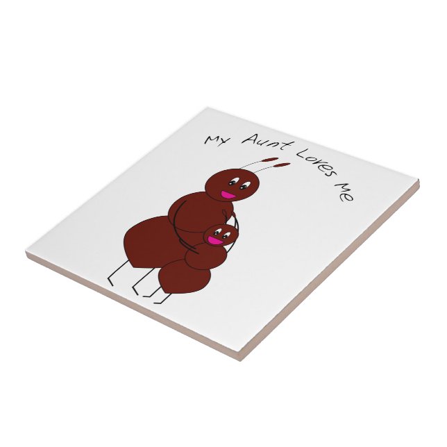 Cute Hugging Aunt and Nephew Ant Cartoon Tile (Side)