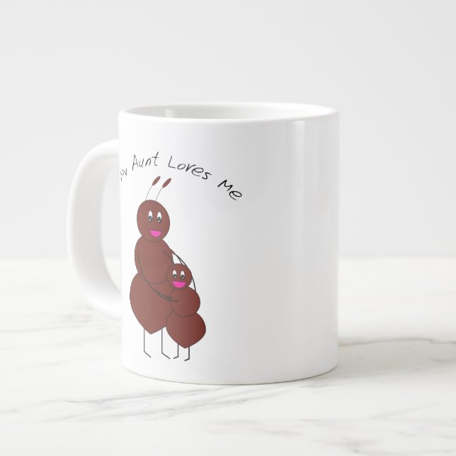 Cute Hugging Aunt and Niece Ant Cartoon  Large Coffee Mug (Front Left)