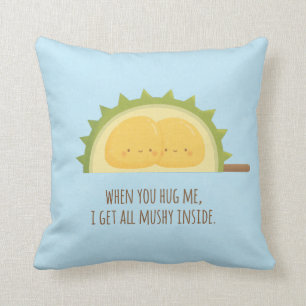 Cute Hugging Durian Seeds Mushy Love Throw Pillow