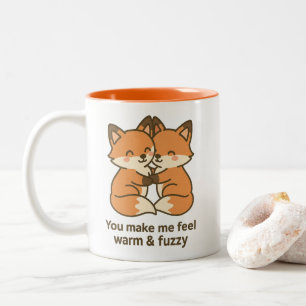 Cute Hugging Foxes – Warm & Fuzzy Romantic Two-Tone Coffee Mug