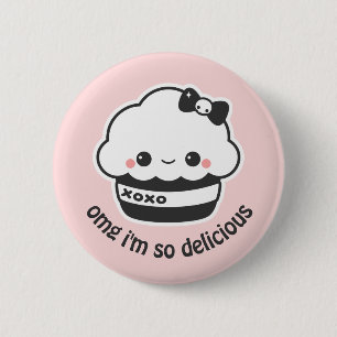 Cute Hugs and Kisses Cupcake 6 Cm Round Badge
