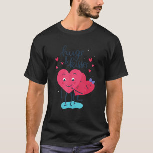 Cute Hugs And Kisses Hearts Love Couples T-Shirt
