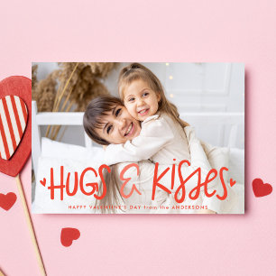Cute Hugs and Kisses Photo Valentine's Day Card