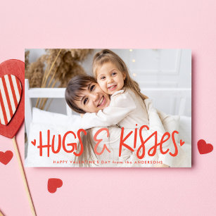 Cute Hugs and Kisses Photo Valentine's Day Card