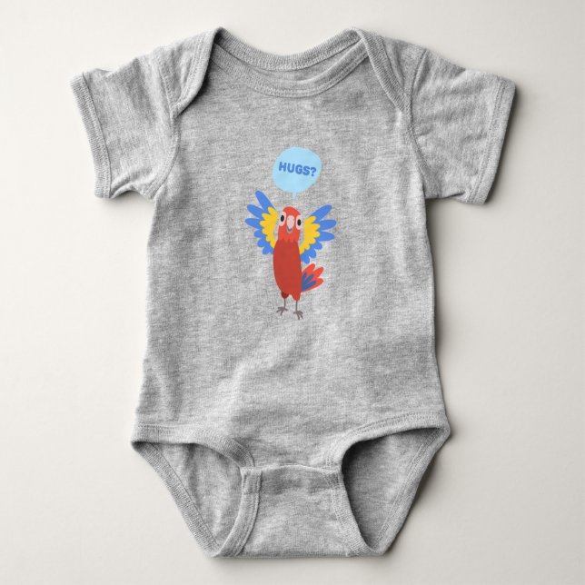 Cute Hugs Colourful Parrot Baby Bodysuit (Front)