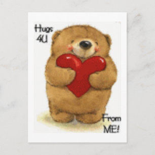 Cute Hugs For You Valentine Teddy Holiday Postcard