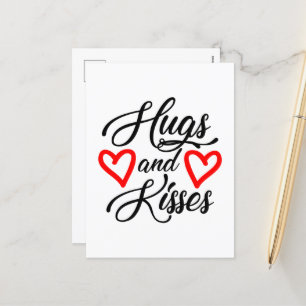 Cute hugs kisses Valentine Holiday Postcard