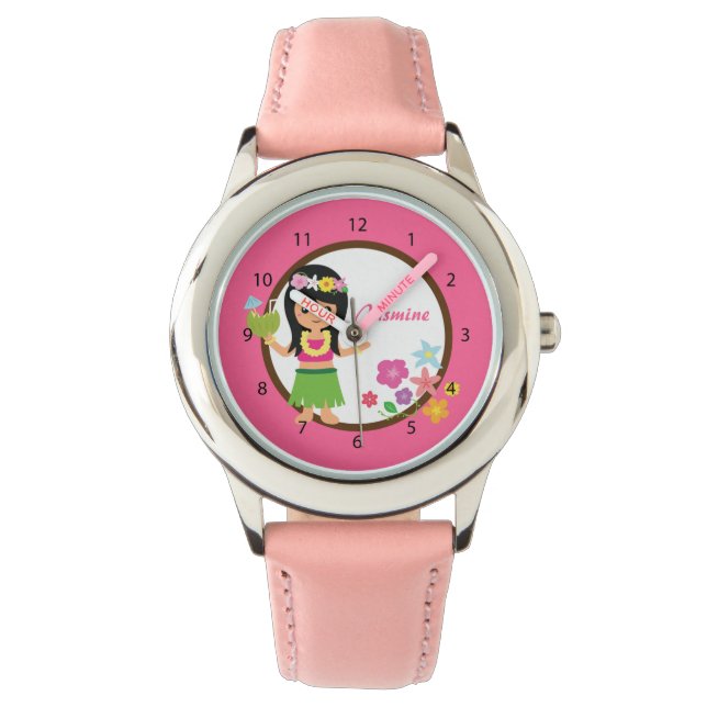 Cute Hula Girl Hawaiian Luau Themed Watch (Front)