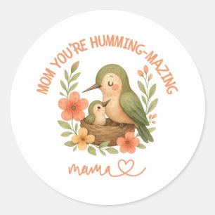 Cute Humming Bird Mum Mother's Day Classic Round Sticker