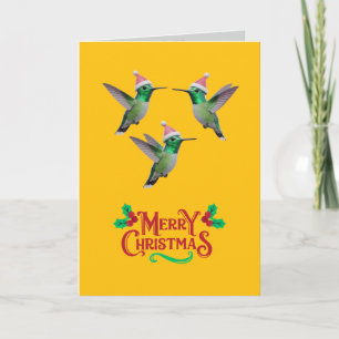 Cute Hummingbird Christmas Holiday Card